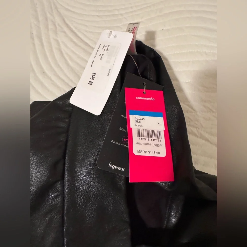 Commando Sleek Black Faux Leather Pants‎ joggers Womens xl MSRP $148